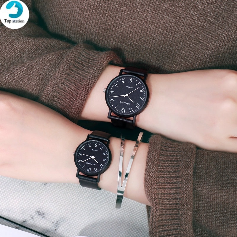 Đồng Hồ Điện Tử Mặt Tròn Màu Đen Phong Cách Hàn Quốc Thời Trang Cho Nam Nữ