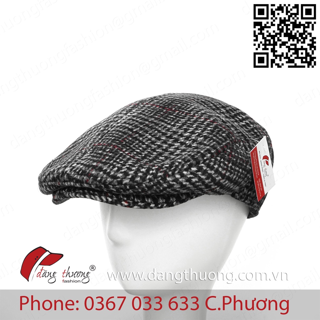 Mũ nồi nam DẠ DÀY DẶN caro bere beret nỉ dạ cho người trung niên, cao tuổi phong cách cổ điển màu NÂU CARO