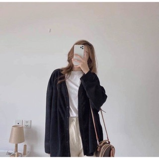 Khoác cadigan nỉ dày đẹp phom rộng