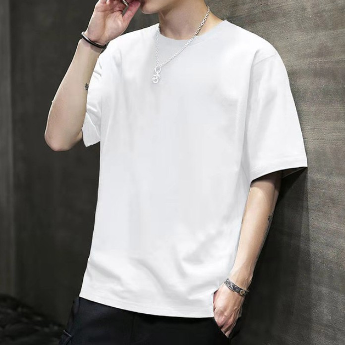 Triple A💕2021 new short-sleeved T-shirt men's Hong Kong style trend loose bottoming shirt youth plus size printing upper clothes