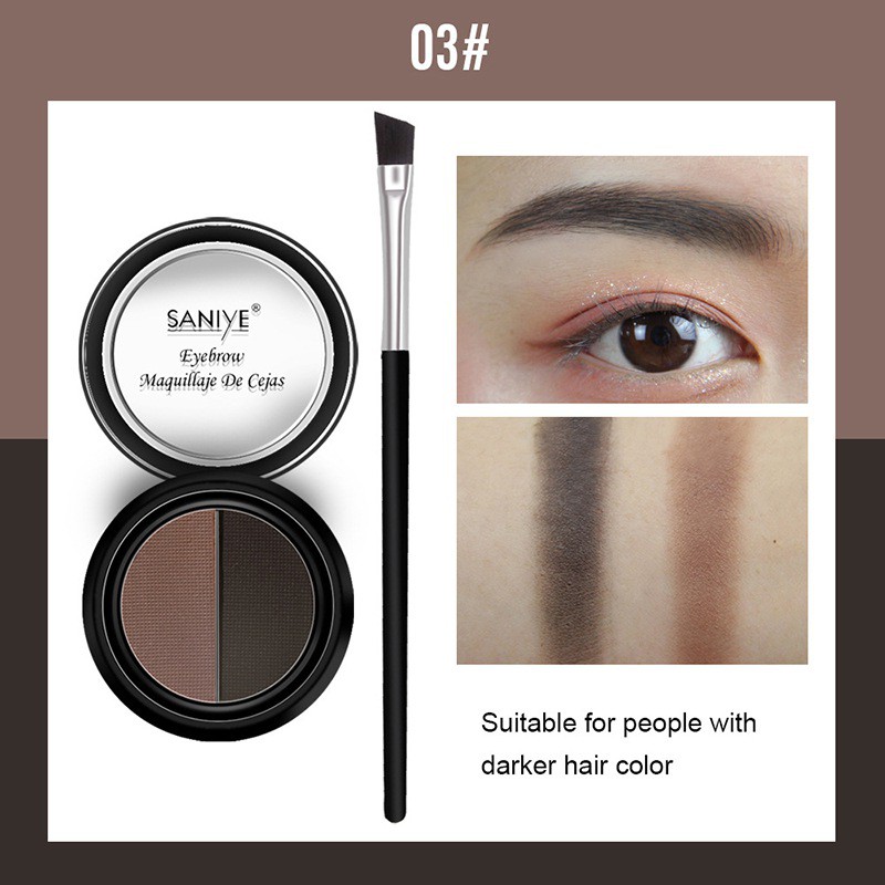 [Hàng mới về] Bảng Phấn Vẽ Lông Mày 3d 2 Màu Sắc Tự Nhiên Kháng Nước Kèm Cọ | BigBuy360 - bigbuy360.vn