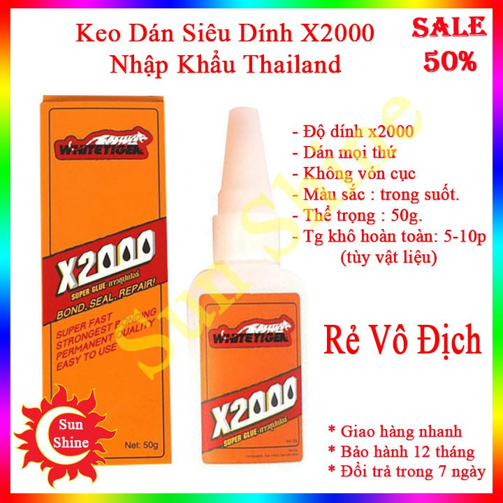 Keo X2000 chính hãng siêu dính dán gỗ, dán đá, dán sắt, dán giày, dép, kim loại, cao su