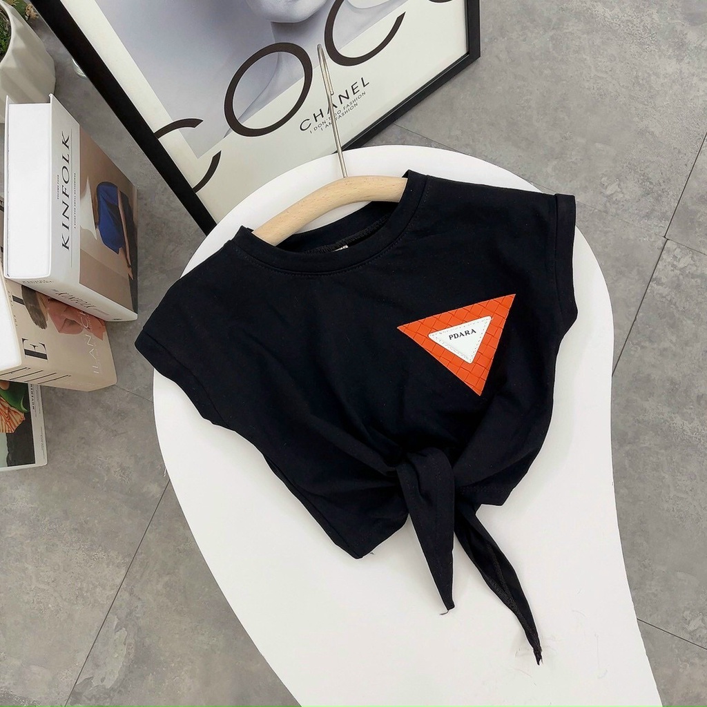 Áo Thun Bé Gái - Áo Croptop Buộc Dây Bé Gái xinh xắn - Size từ 9 - 33kg