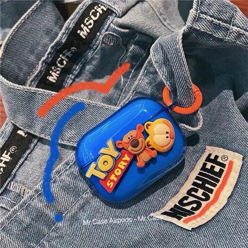 Combo Case iPhone + Case Airrpods Dẻo Hình Gấu Xanh Nổi- Mr.Case AirPods