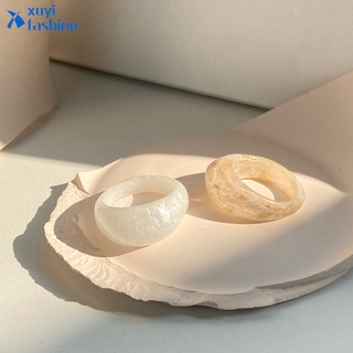 Nhẫn nhựa resin họa tiết đá hoa cương trong suốt phong cách Hàn Quốc thanh lịch
