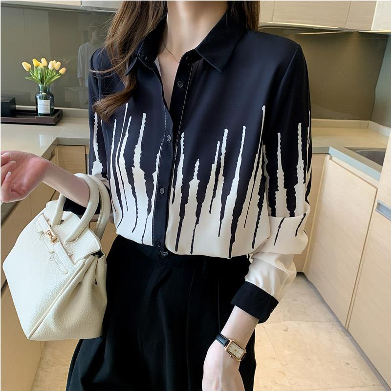 Áo Sơ Mi Chiffon Dài Tay Dáng Rộng Phong Cách Hàn Quốc Cho Nữ