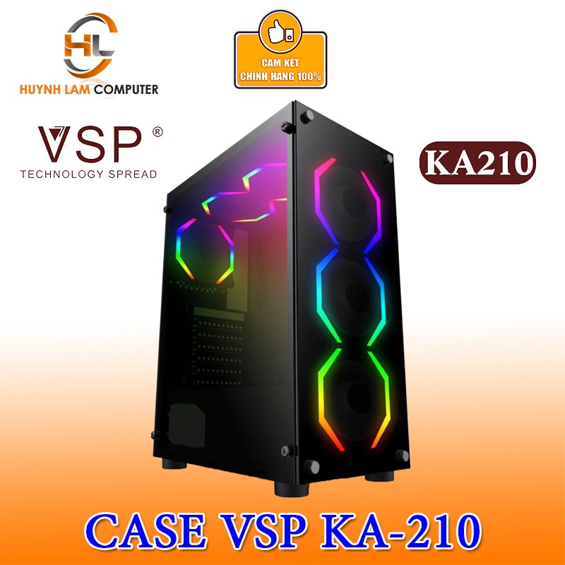 [Mã ELFLASH2 hoàn 10K xu đơn 20K] Thùng máy tính Case VSP KA - 210 Gaming kính cườn