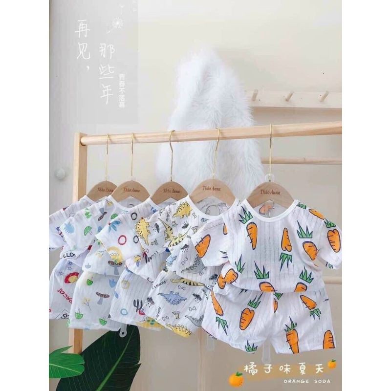 Bộ cotton giấy cài vai cho bé từ 5-15kg