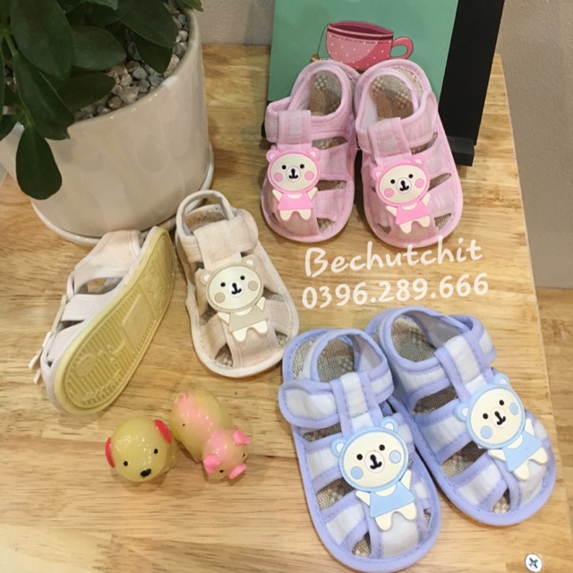 Dép tập đi đế kếp quai dán (đế cao su chống trượt)