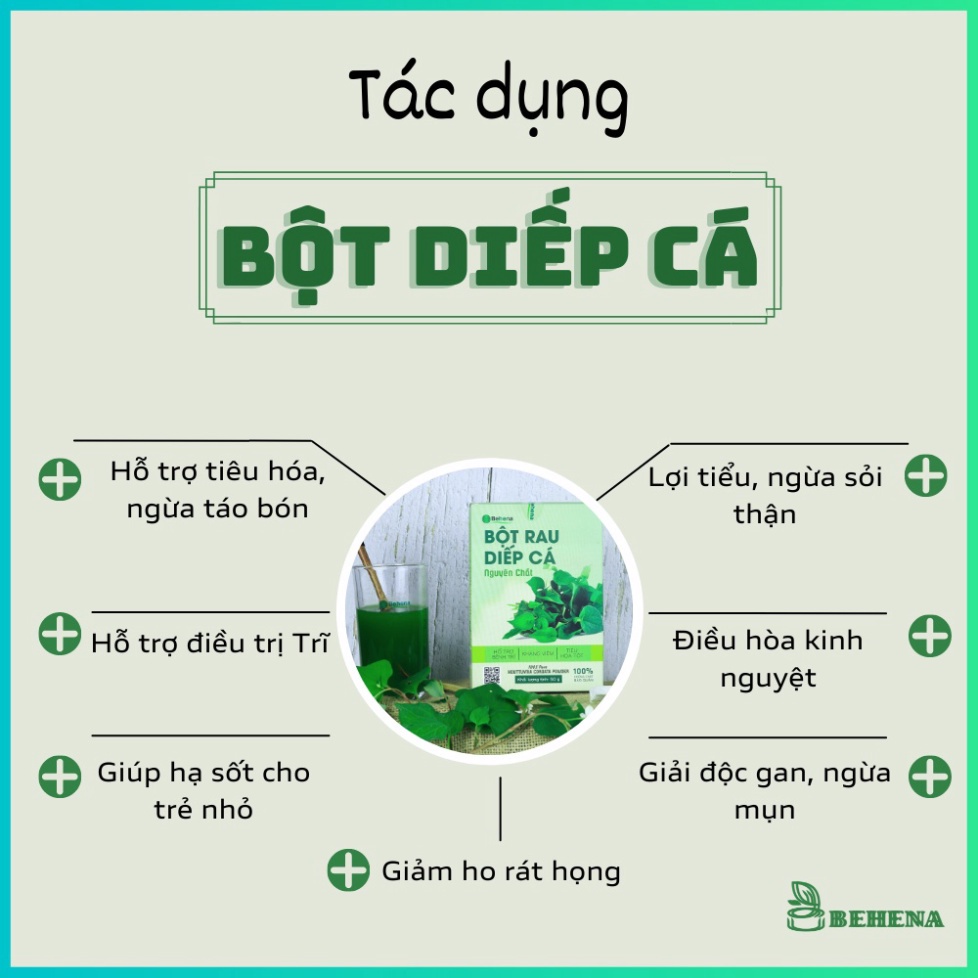 Bột Diếp Cá Behena 50g Giảm Mỡ Giảm Cân, Lợi Tiểu, Giải Độc, Tăng Cường Sức Đề Kháng