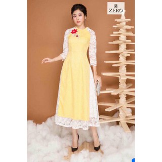 SÉT ÁO DÀI GẤM PHỐI REN + CV REN XÒE D0317215 ( 2 MÀU )
