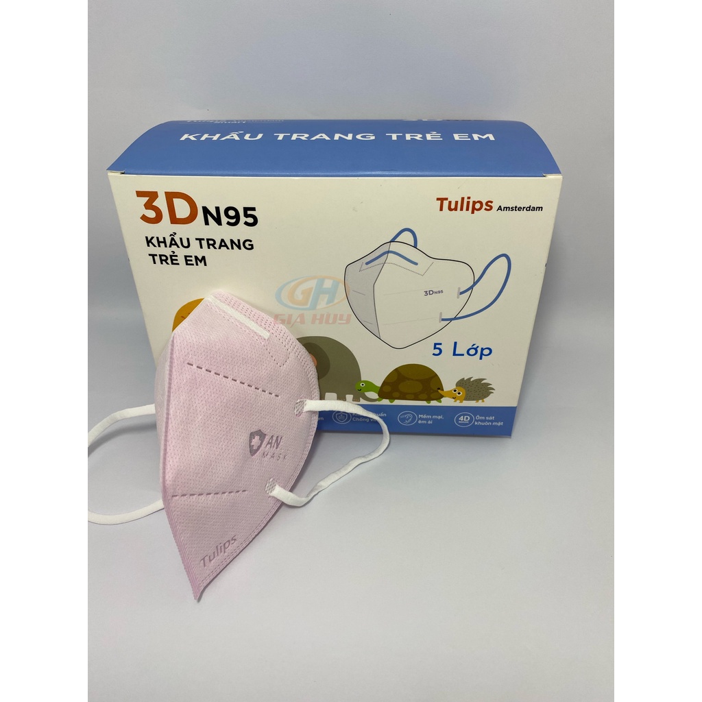 (Chính Hãng) Khẩu Trang  Cho Bé Tulips 3D N95 Lọc Bụi PM2.5 siêu Mịn 5 Lớp Chống Bụi Mịn PM2.5