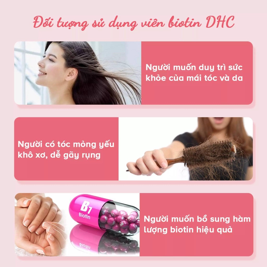 Viên Uống DHC Biotin Giảm Rụng Giúp Mọc Tóc Đẹp Da DHC Sustained Release Biotin Nhật Bản Gói 30 Ngày