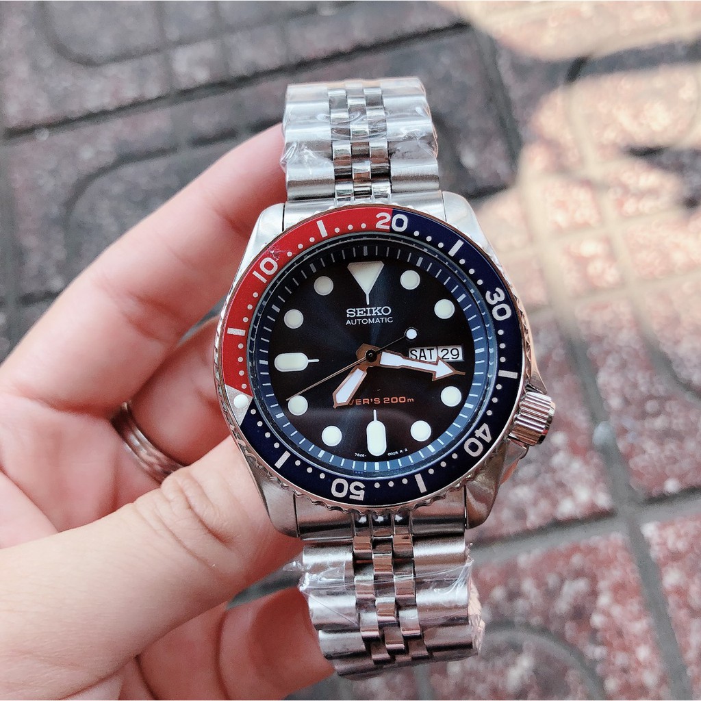 Đồng Hồ Nam Seiko Pepsi Dirver200 SKX009K2 Dây Thép Máy Cơ