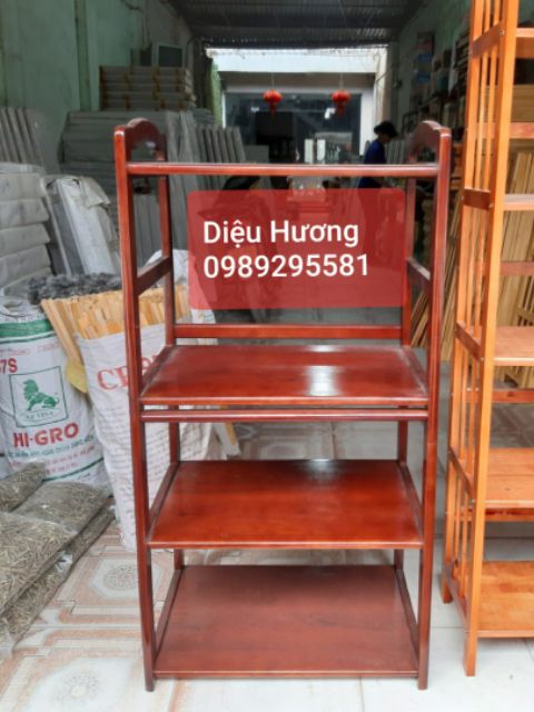 Kệ lò vi sóng 4 tầng bằng gỗ cao su tự nhiên