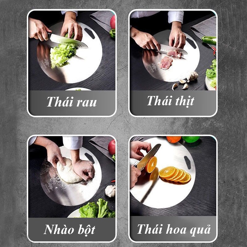 Thớt Inox 304 Kháng Khuẩn Cường Lực- Vệ Sinh Dễ Dàng - Rã Đông Nhanh - Chống Ẩm Mốc - Không Xước Dăm - Không Mùn Gỗ