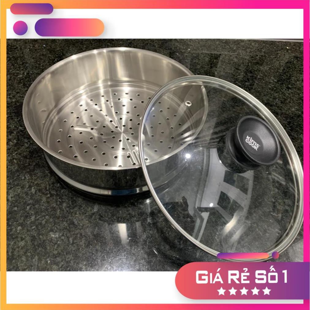 [Siêu Cấp] Xửng hấp Inox 304 Kims Cook Hàn quốc size 24, kèm vung kính cao cấp, hàng chính hãng BH 12 tháng