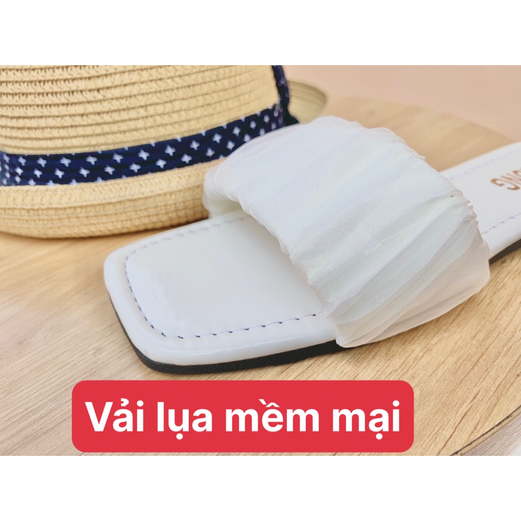Dép lê nữ kiểu bệt quai ngang thời trang quai vải lụa mềm mại sang chảnh-giày dép 97