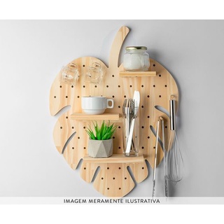 Bảng Pegboard gỗ treo tường đa năng hình chiếc lá Monstera