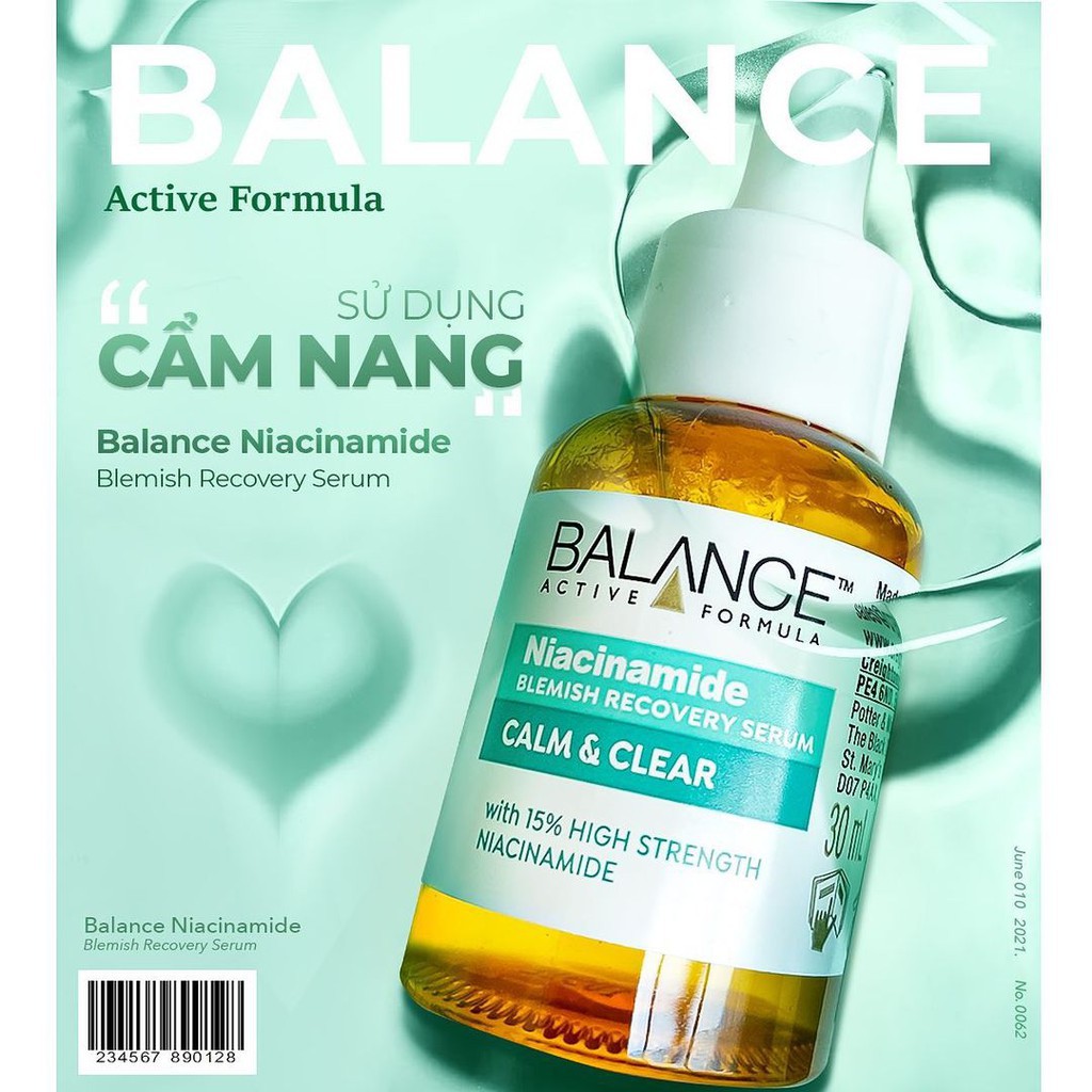 [Mã FMCGMALL -8% đơn 250k] Serum Ngừa Mụn Mờ Thâm Balance Active Formula Niacinamide 15% Blemish Recovery 30ml