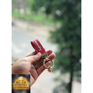Móc Khóa Da Pu Cao Cấp Supreme Đen, Đỏ