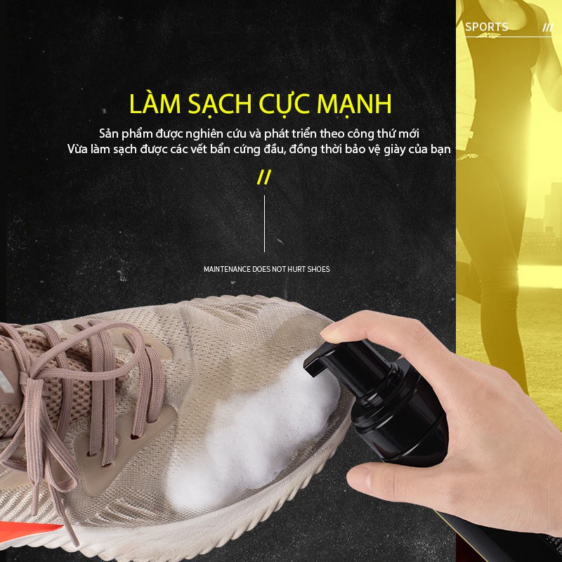 ❤COMBO 2 BỘ❤Bộ vệ sinh giày nam nữ cao cấp Sneaker Cleaning - Bình xịt bọt làm sạch, làm trắng giầy dép siêu tốc