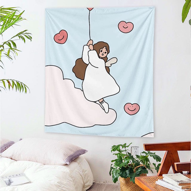 Vải treo tường decor phòng ngủ - Tranh vải hình cô gái dễ thương