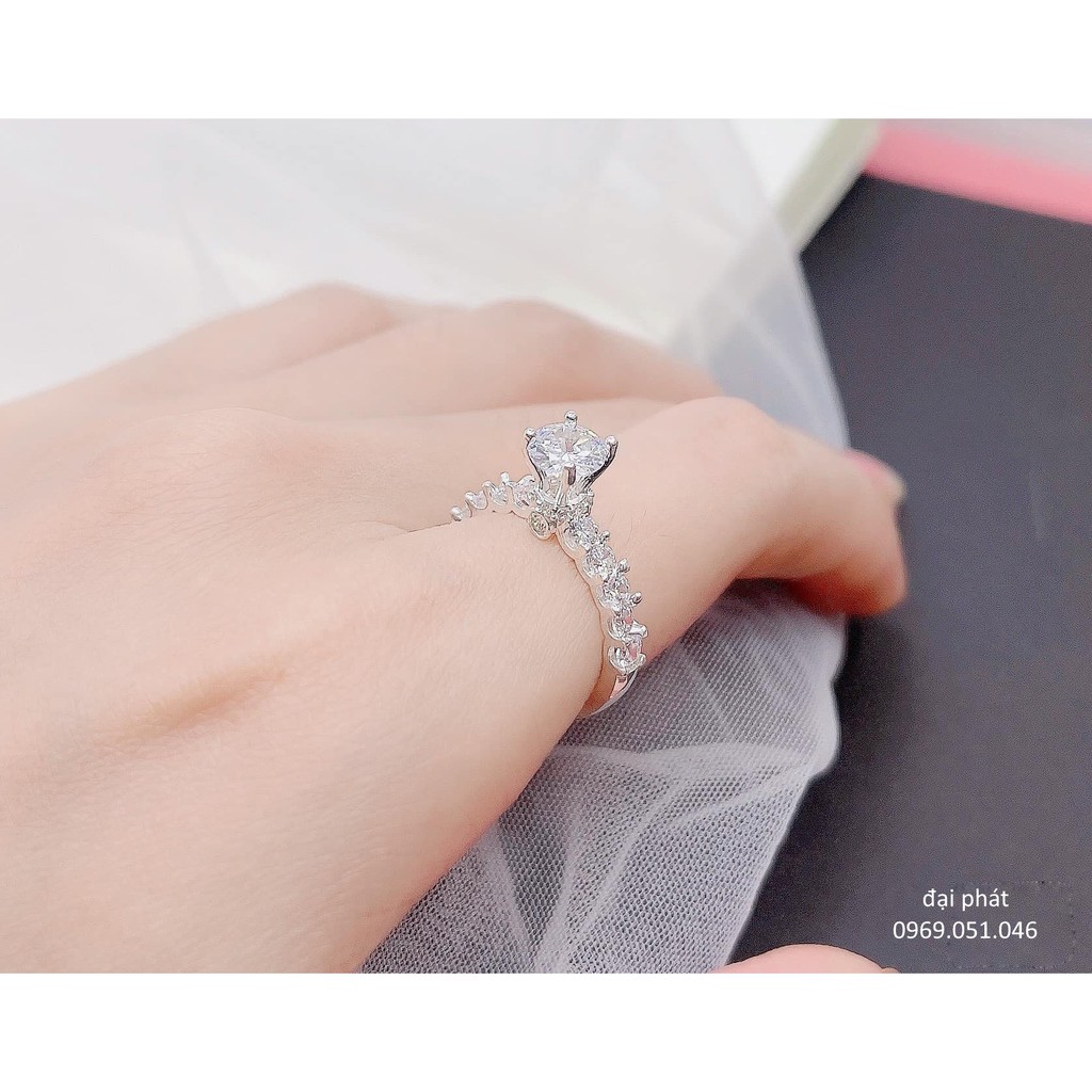 Nhẫn nữ bạc ta đẹp đính đá , nhẫn dày dặn , sáng lấp lánh - Trang Sức đại phát