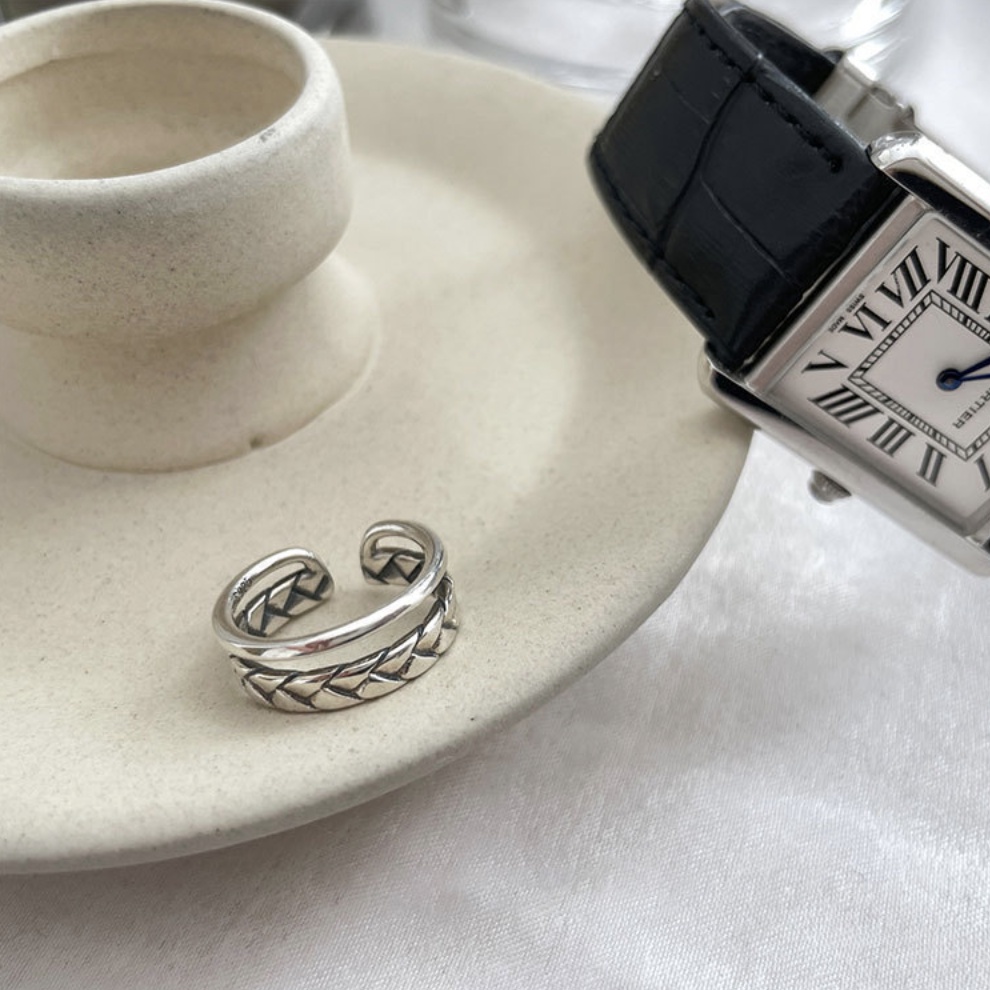 Nhẫn nữ hở tuỳ chỉnh size đeo ngón út mạ bạc phong cách Âu Mỹ độc lạ Boho