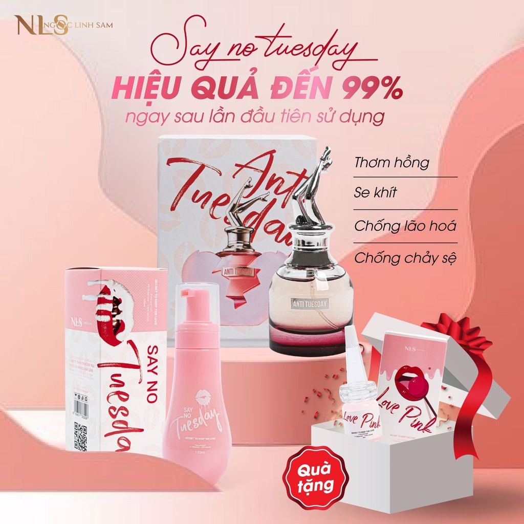 Dung Dịch Vệ Sinh Say No Tuesday & Nước Hoa Xịt Anti Tuesday COMBO Thơm Hồng Trẻ Hóa Cô Bé