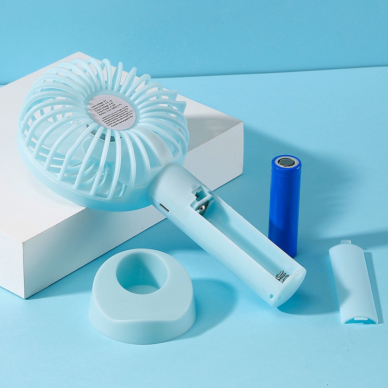 Quạt mini cầm tay tích điện có hộp tặng cap+pin giá đỡ - Cocochang