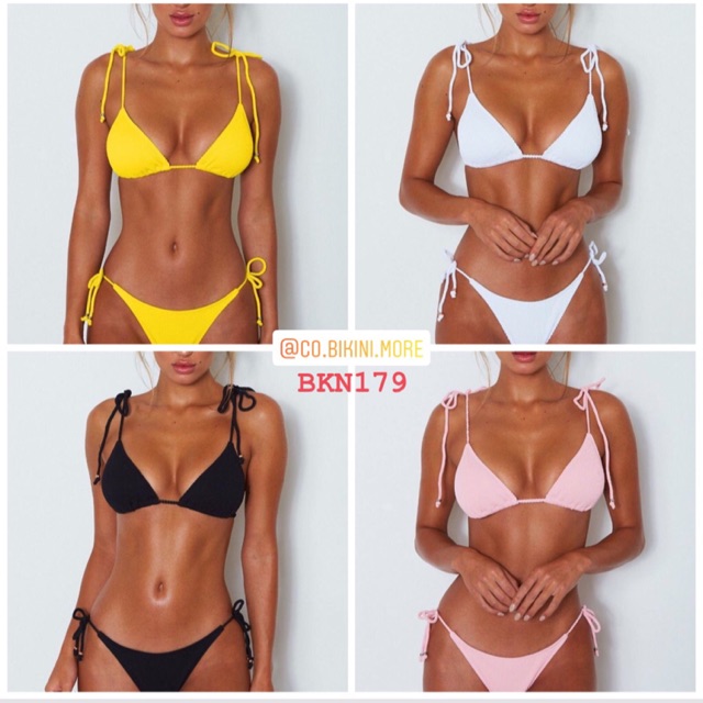 [BKN179] <ÂU> SET BIKINI TRIANGLE VẢI GÂN 5 MÀU QUẦN THONG/LỌT KHE [ĐỎ/XANH BLUE/HỒNG/ĐEN/TRẮNG]