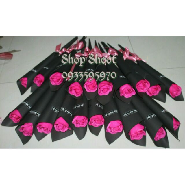 Bó hoa sáp 1bông phối giấy hàn quốc