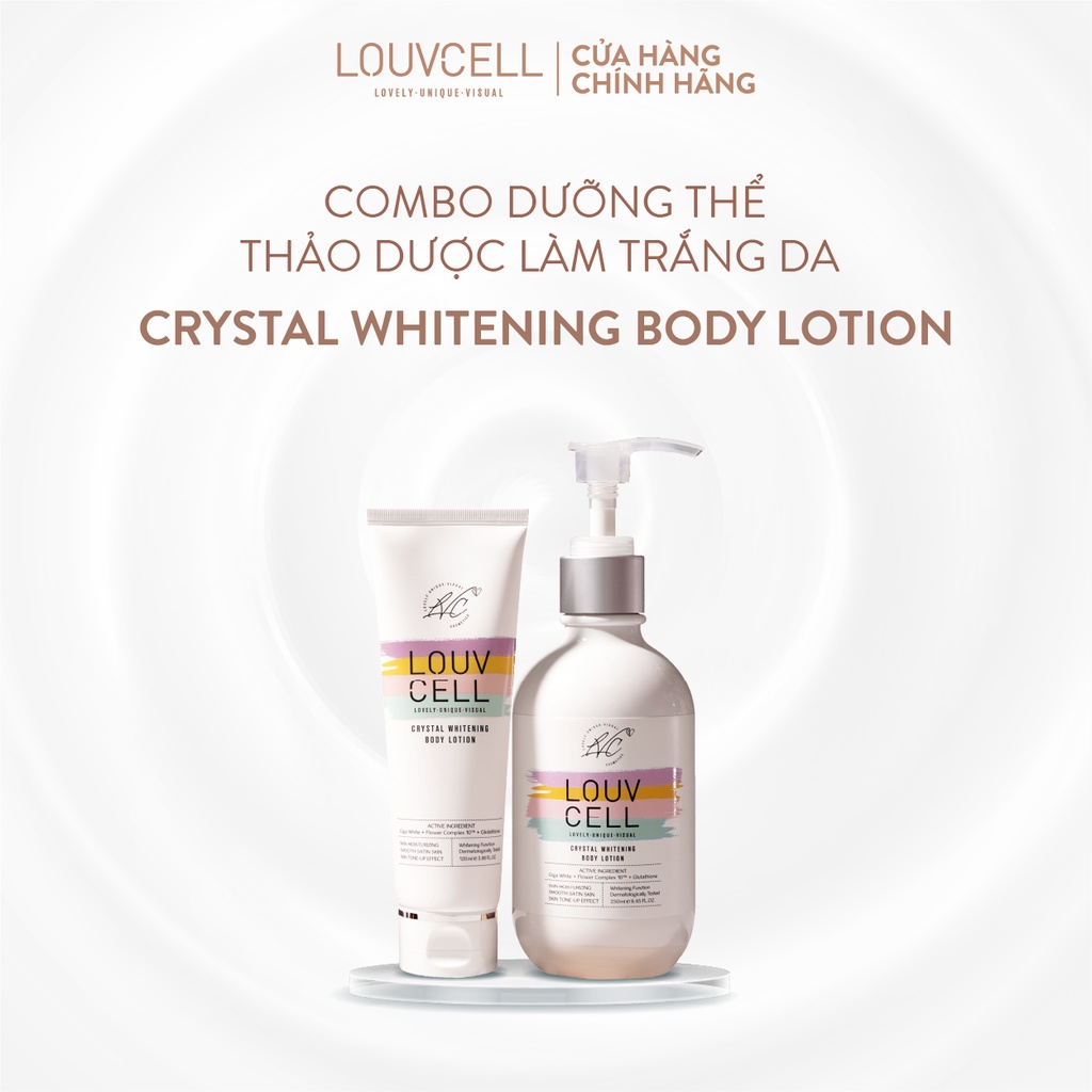 Combo kem dưỡng trắng và cấp ẩm chuyên sâu Louv Cell Crystal Whitening Body Lotion