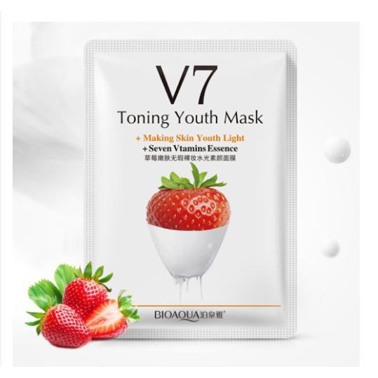 Mặt nạ giấy V7 Toning Youth Mask Bioaqua trái cây dưỡng da mụn cấp ẩm thải độc