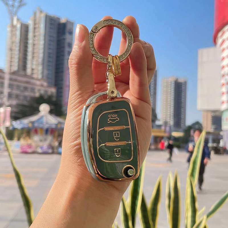 Ốp Chìa Khóa TPU 3 Nút Cho Hyundai Tucson Creta IX20 IX25 IX30 IX35 Solaris I10 I20 I25 I30 Verna Sonata Mistra Elantra Santa Fe 2015-2018