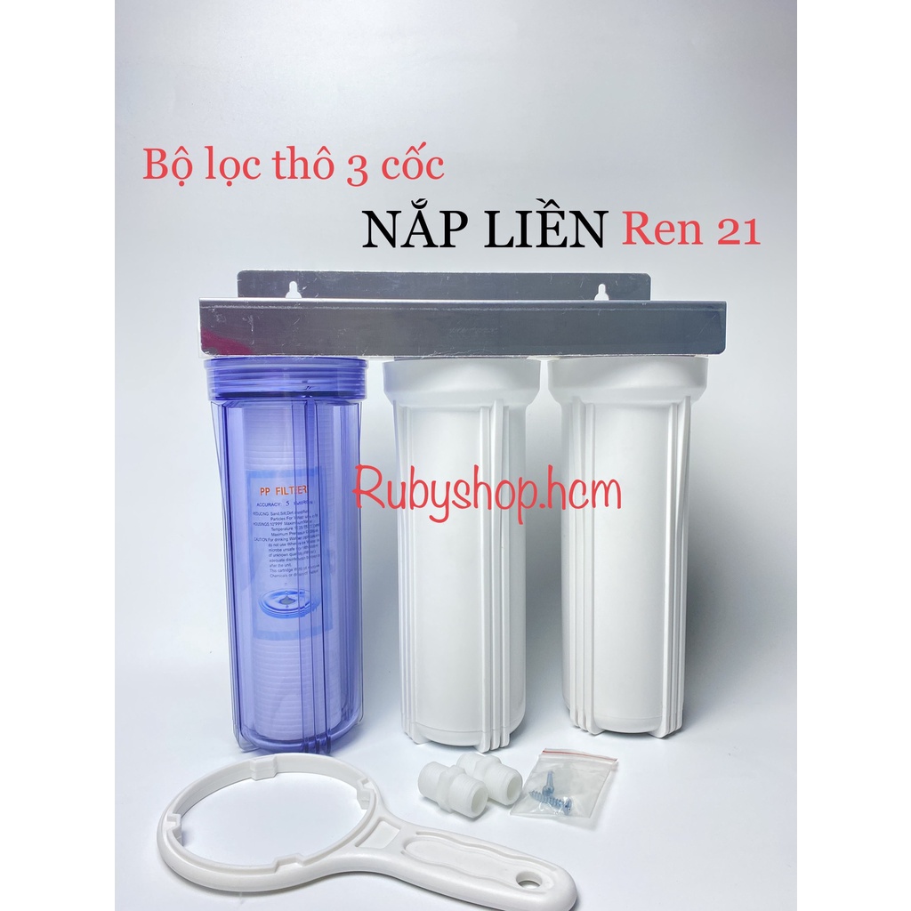 Bộ lọc thô 3 cấp 10inch NẮP LIỀN  ren 21