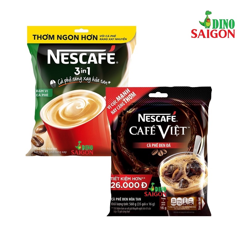 Combo 2 Bịch Cà Phê Hòa Tan Nescafé 3in1 Đậm Vị Cafe Và Cà Phê Việt Đen Đá