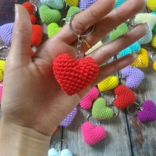 MÓC CHÌA KHOÁ handmade làm từ len- Móc chìa khoá hình trái tim móc bằng len