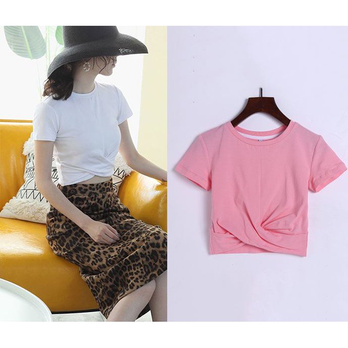 Áo croptop thun gân xoắn eo tay ngắn ( hình thật ) | BigBuy360 - bigbuy360.vn