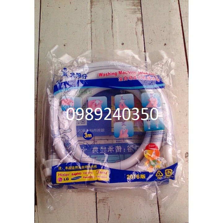 Dây cấp nước máy giặt dài 3m (1 đầu ren - 1 đầu bắt ốc)