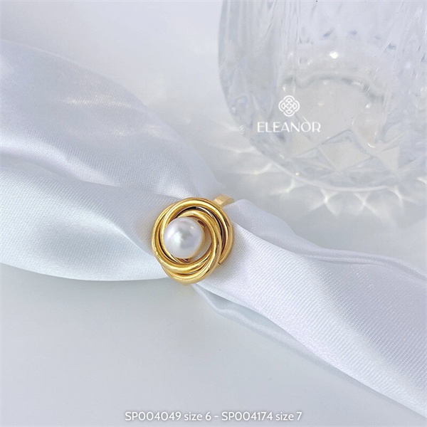 Nhẫn nữ titan Eleanor Accessories ngọc trai nhân tạo phụ kiện trang sức 4049