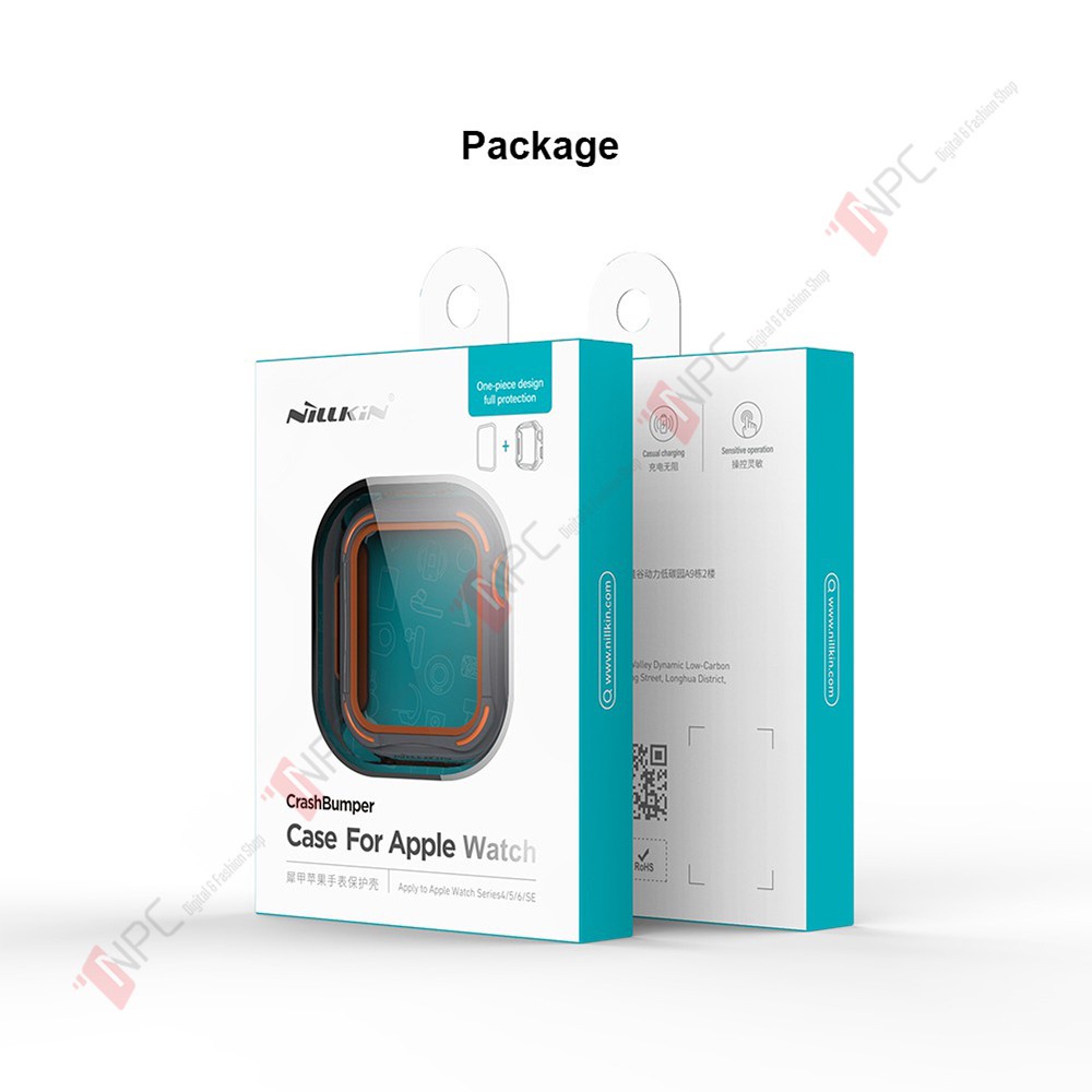 Combo 2in1 Kính + Ốp Nillkin CrashBumper case cho Apple Watch 40mm, 44mm Series 4,5,6,SE chính hãng