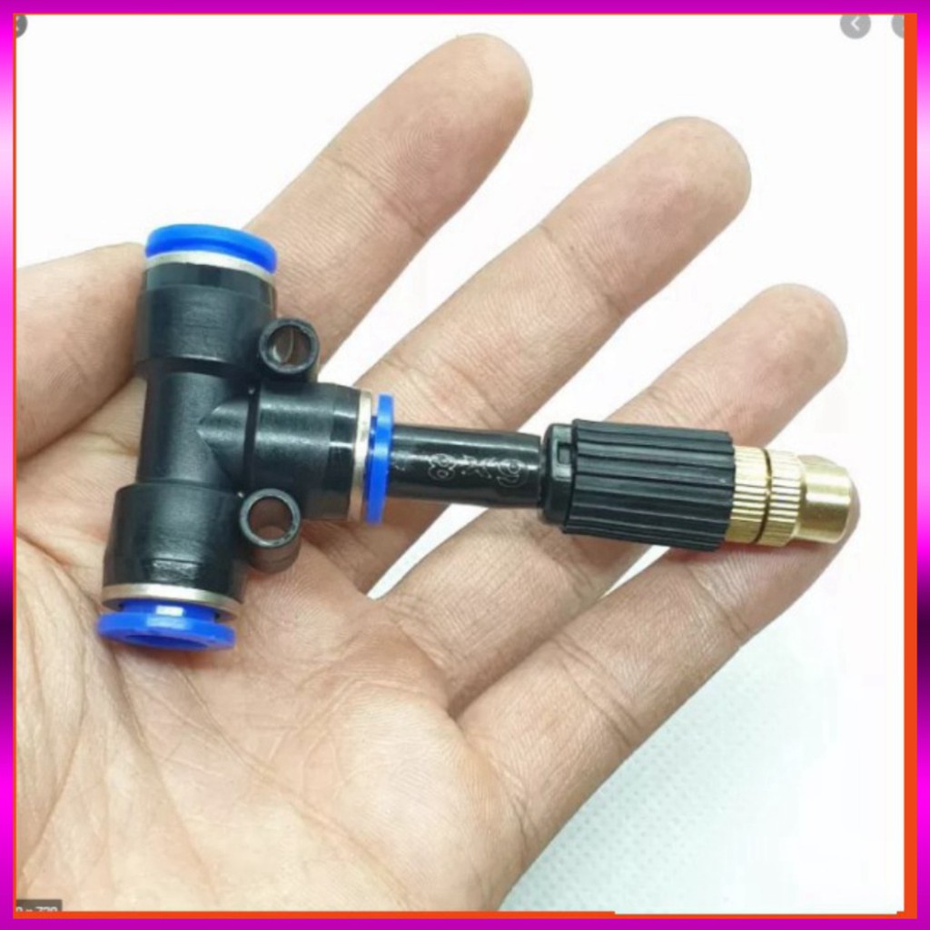 [GIÁ TỐT] 10m dây + 5 Béc phun sương 1 tia đồng, nối nhanh chữ Tê 8mm dùng tưới cây, tưới lan
