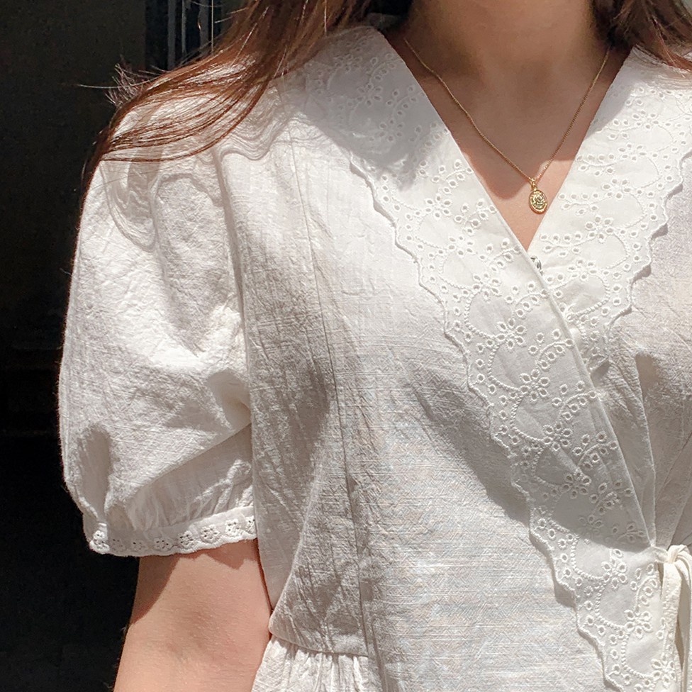 Áo Tay Phồng Cổ Chữ V Xinh Xắn Dành Cho Nữ 34530