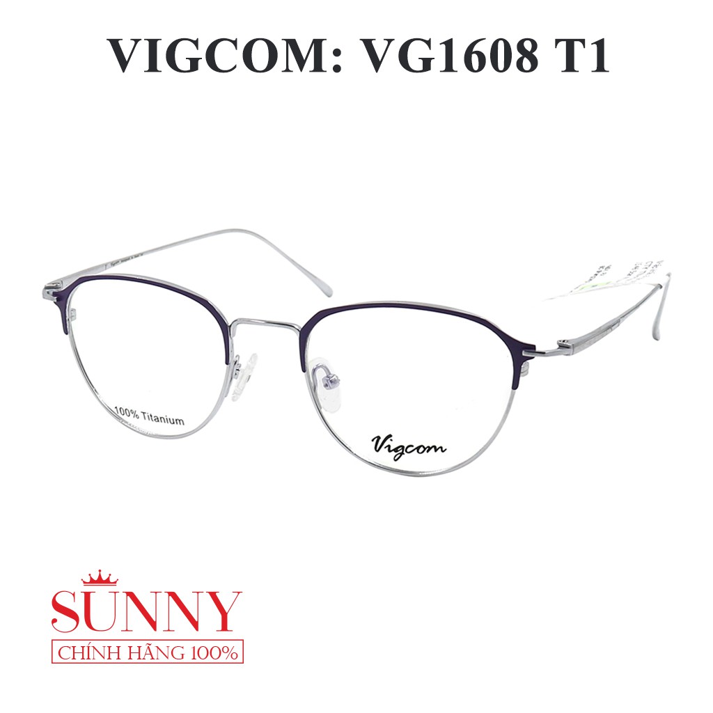 Gọng kính thời trang Vigcom VG1608 kim loại chính hãng, thiết kế dễ đeo bảo vệ mắt
