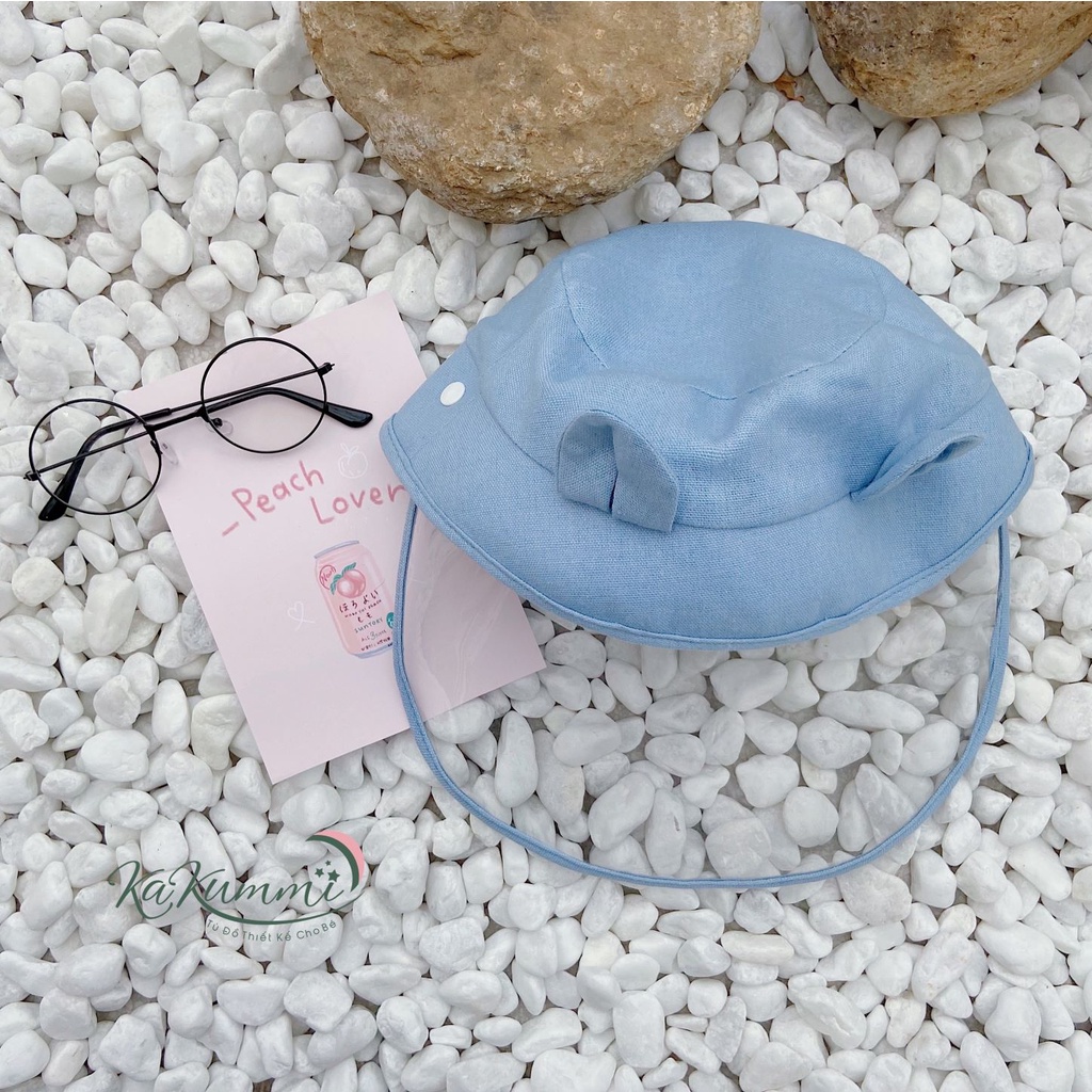 Mũ nón vành tròn linen trẻ em kèm tấm chắn giọt bắn nhựa PVC không độc hại tháo rời 21MU124 Kakummi