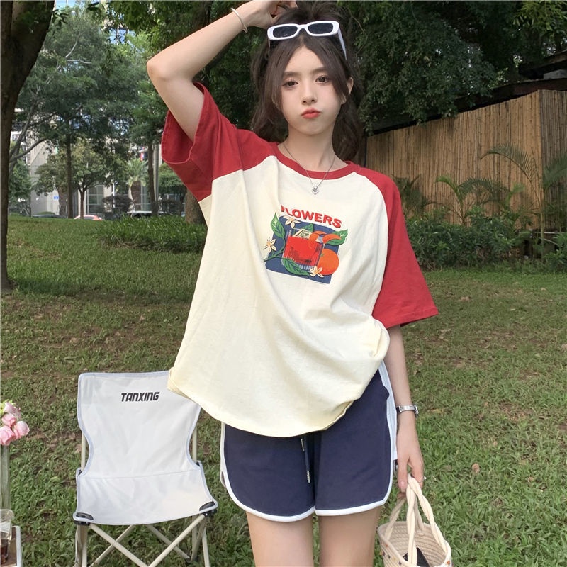 Áo thun nữ BH tay ngắn dáng rộng phong cách Hàn Quốc màu sắc