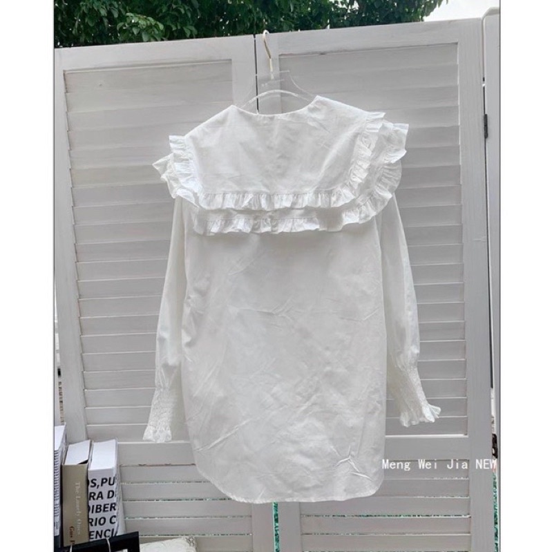 Áo sơ mi Trắng cổ bèo tiểu thư - Mã 103 | BigBuy360 - bigbuy360.vn