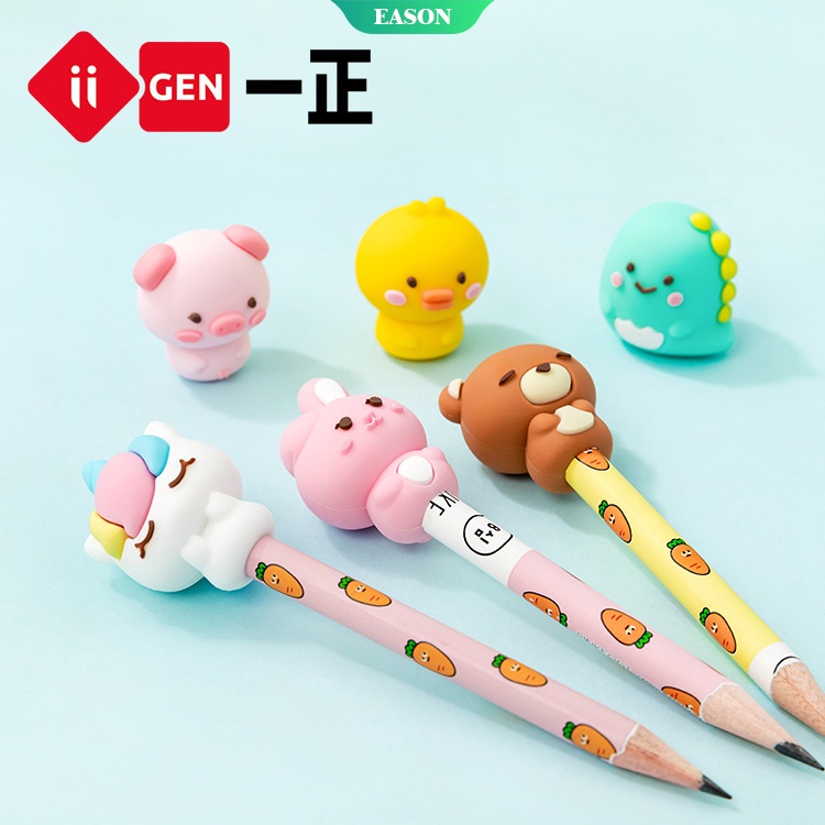 Bộ 3 Nắp Đậy Bút Chì Hình Động Vật Hoạt Hình Kiểu Hàn Quốc Sáng Tạo
